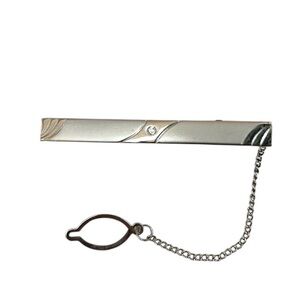 Silver Tone Tie Clip with Chain